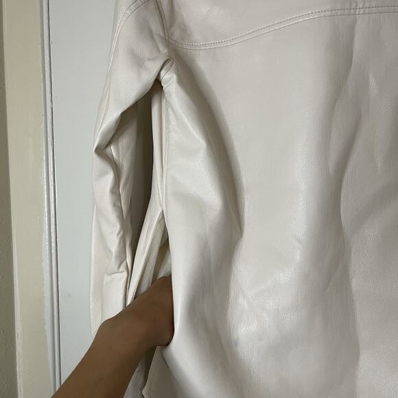 Aritzia Wilfred The Ganna Cream Vegan Leather utility ivory Shirt Jacket Size XS - Picture 6 of 7